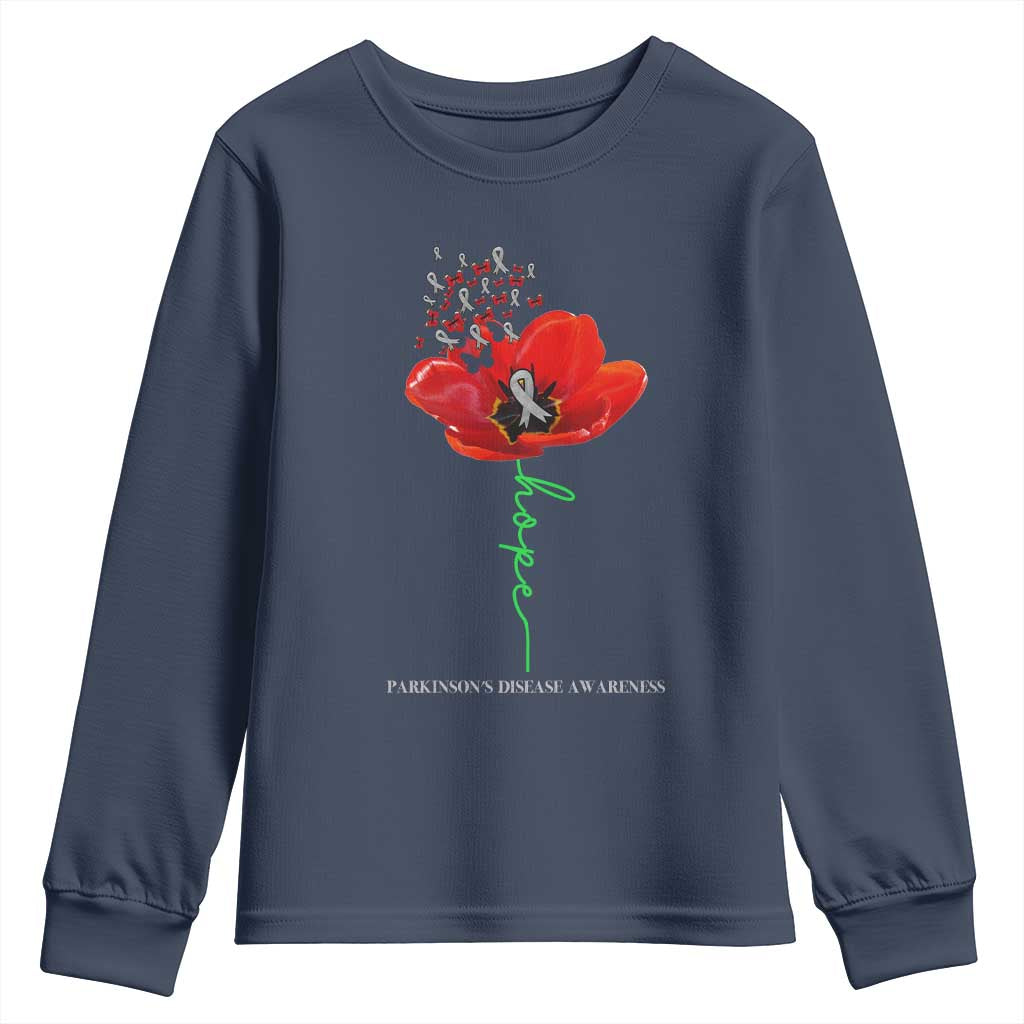 Parkinson's Support Youth Sweatshirt Faith Hope Tulips Parkinsons Warrior