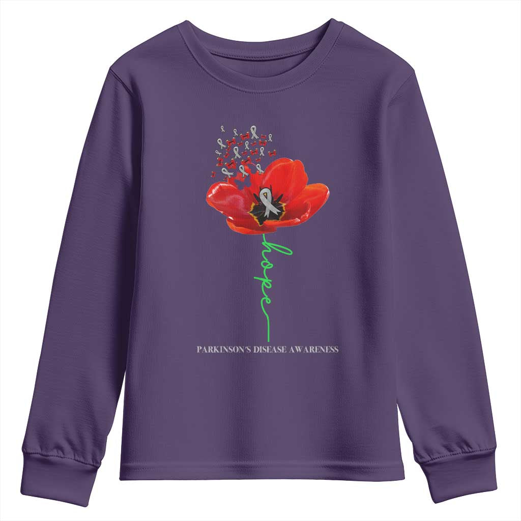 Parkinson's Support Youth Sweatshirt Faith Hope Tulips Parkinsons Warrior