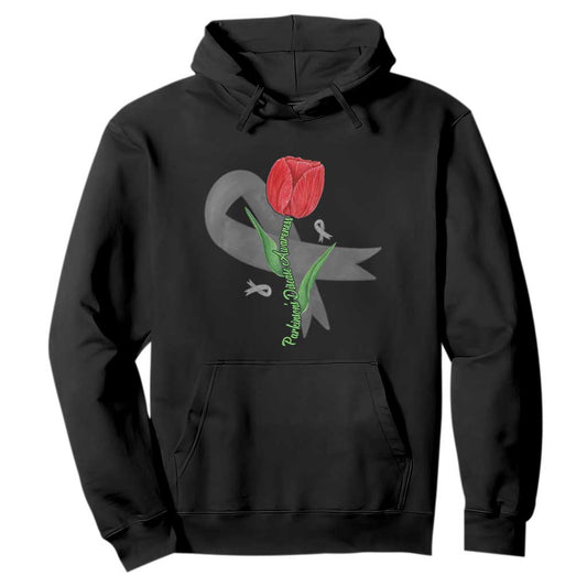 Parkinson's Support Hoodie Gray Ribbon Tulips Parkinsons Warrior