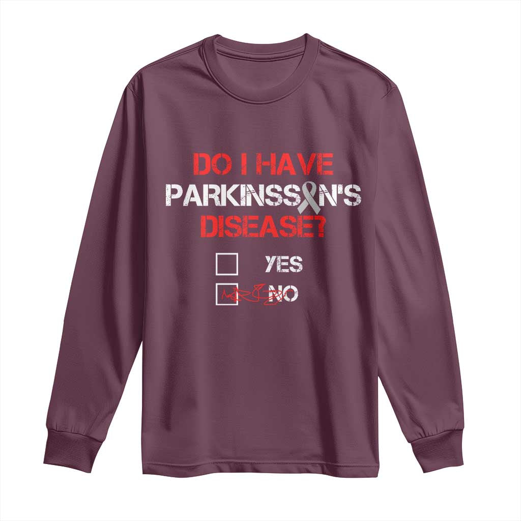 Parkinson's Support Long Sleeve Shirt Yes No Warrior Survivor