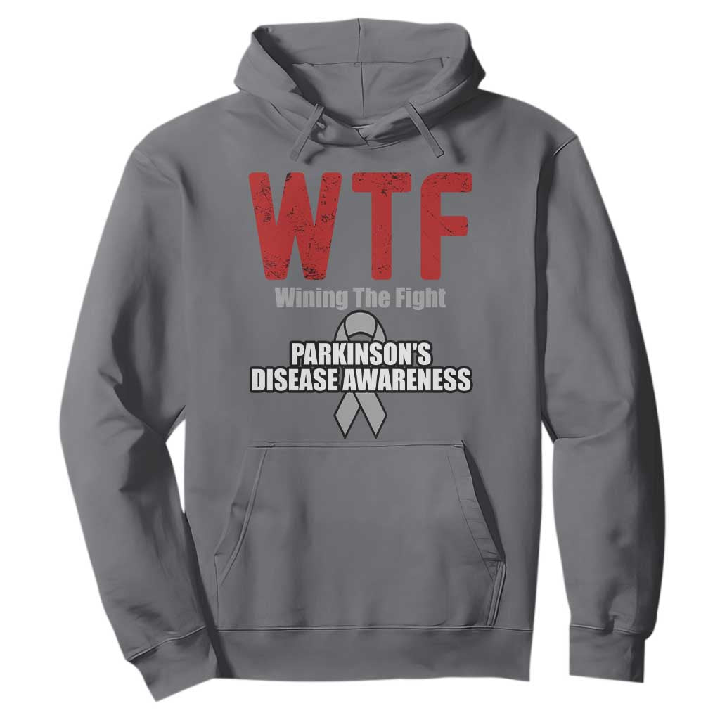 Parkinson's Support Hoodie WTF Winning The Fight Gray Ribbon Parkinsons Warriror