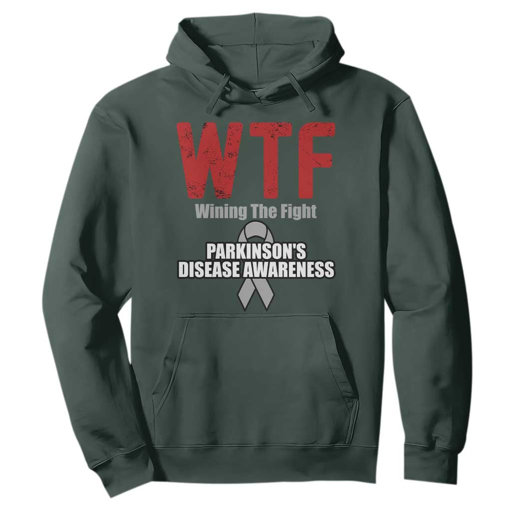 Parkinson's Support Hoodie WTF Winning The Fight Gray Ribbon Parkinsons Warriror