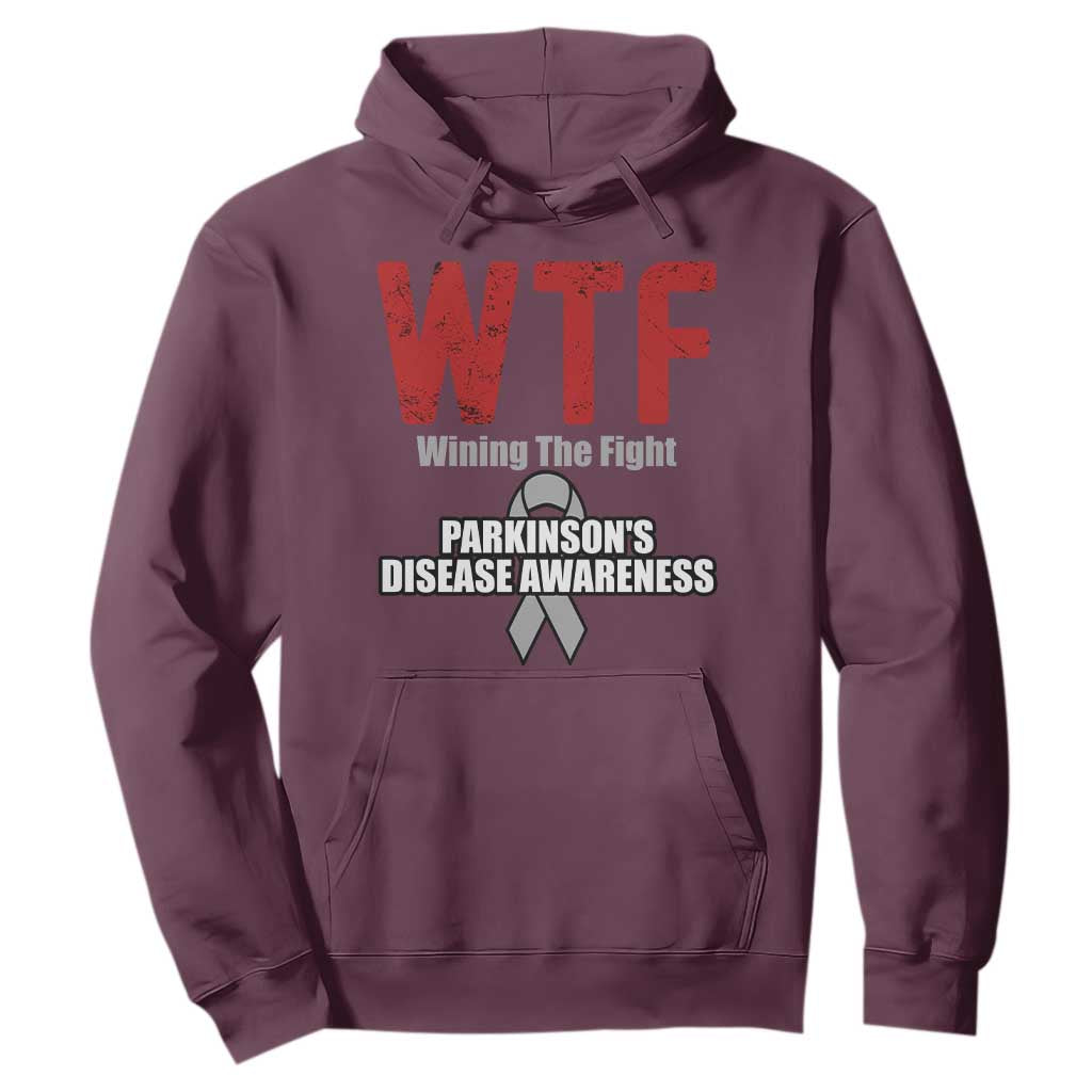 Parkinson's Support Hoodie WTF Winning The Fight Gray Ribbon Parkinsons Warriror