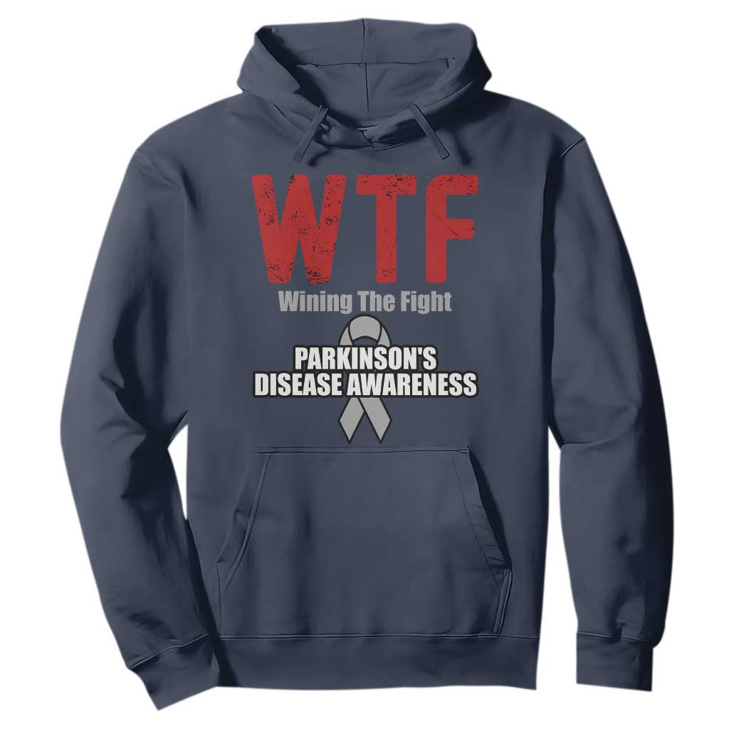 Parkinson's Support Hoodie WTF Winning The Fight Gray Ribbon Parkinsons Warriror