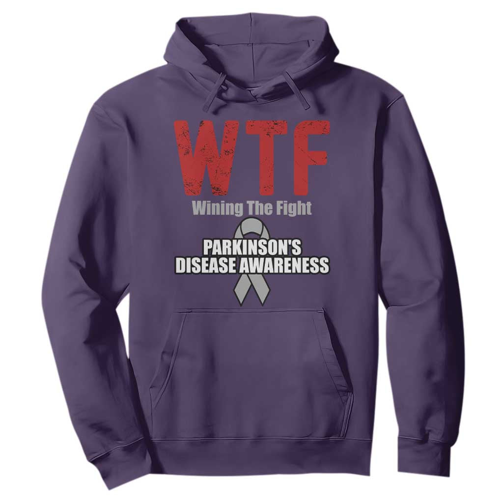Parkinson's Support Hoodie WTF Winning The Fight Gray Ribbon Parkinsons Warriror