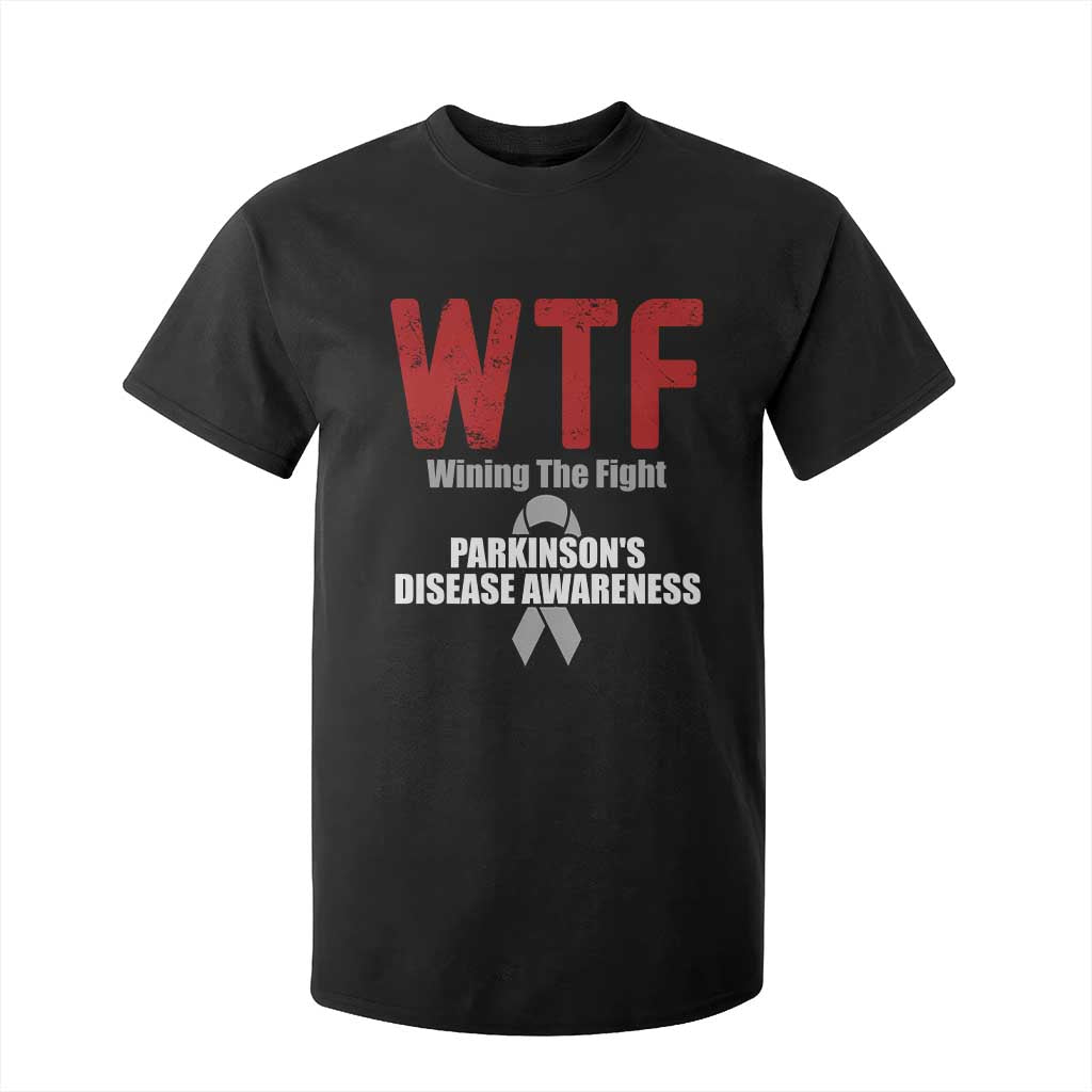 Parkinson's Support T Shirt For Kid WTF Winning The Fight Gray Ribbon Parkinsons Warriror