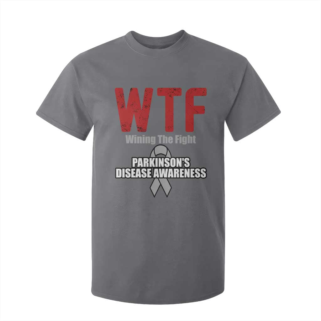 Parkinson's Support T Shirt For Kid WTF Winning The Fight Gray Ribbon Parkinsons Warriror