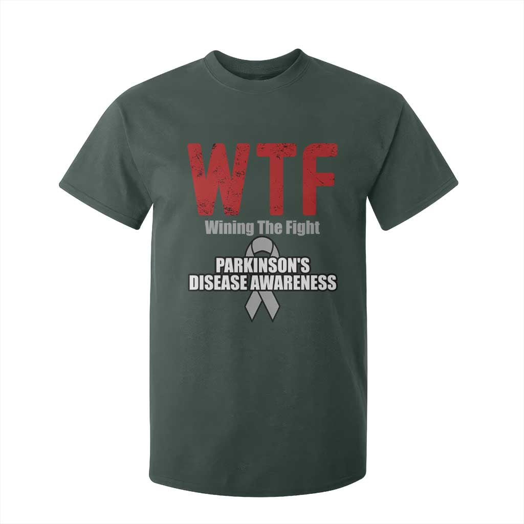 Parkinson's Support T Shirt For Kid WTF Winning The Fight Gray Ribbon Parkinsons Warriror