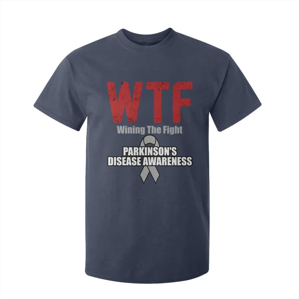 Parkinson's Support T Shirt For Kid WTF Winning The Fight Gray Ribbon Parkinsons Warriror