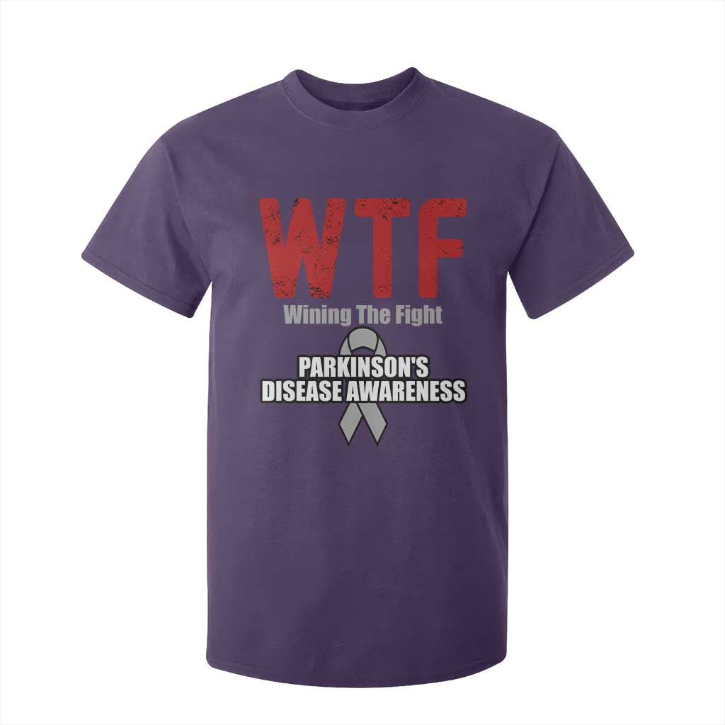 Parkinson's Support T Shirt For Kid WTF Winning The Fight Gray Ribbon Parkinsons Warriror