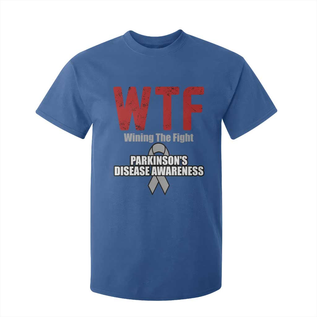 Parkinson's Support T Shirt For Kid WTF Winning The Fight Gray Ribbon Parkinsons Warriror
