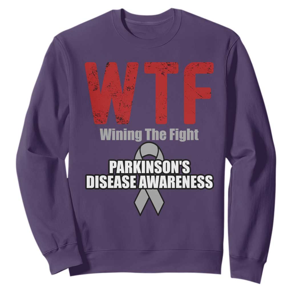 Parkinson's Support Sweatshirt WTF Winning The Fight Gray Ribbon Parkinsons Warriror
