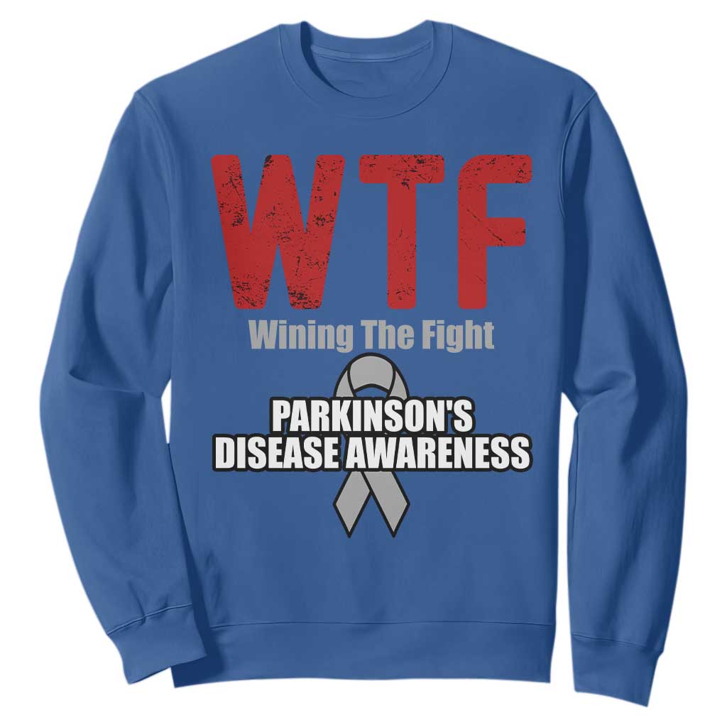 Parkinson's Support Sweatshirt WTF Winning The Fight Gray Ribbon Parkinsons Warriror