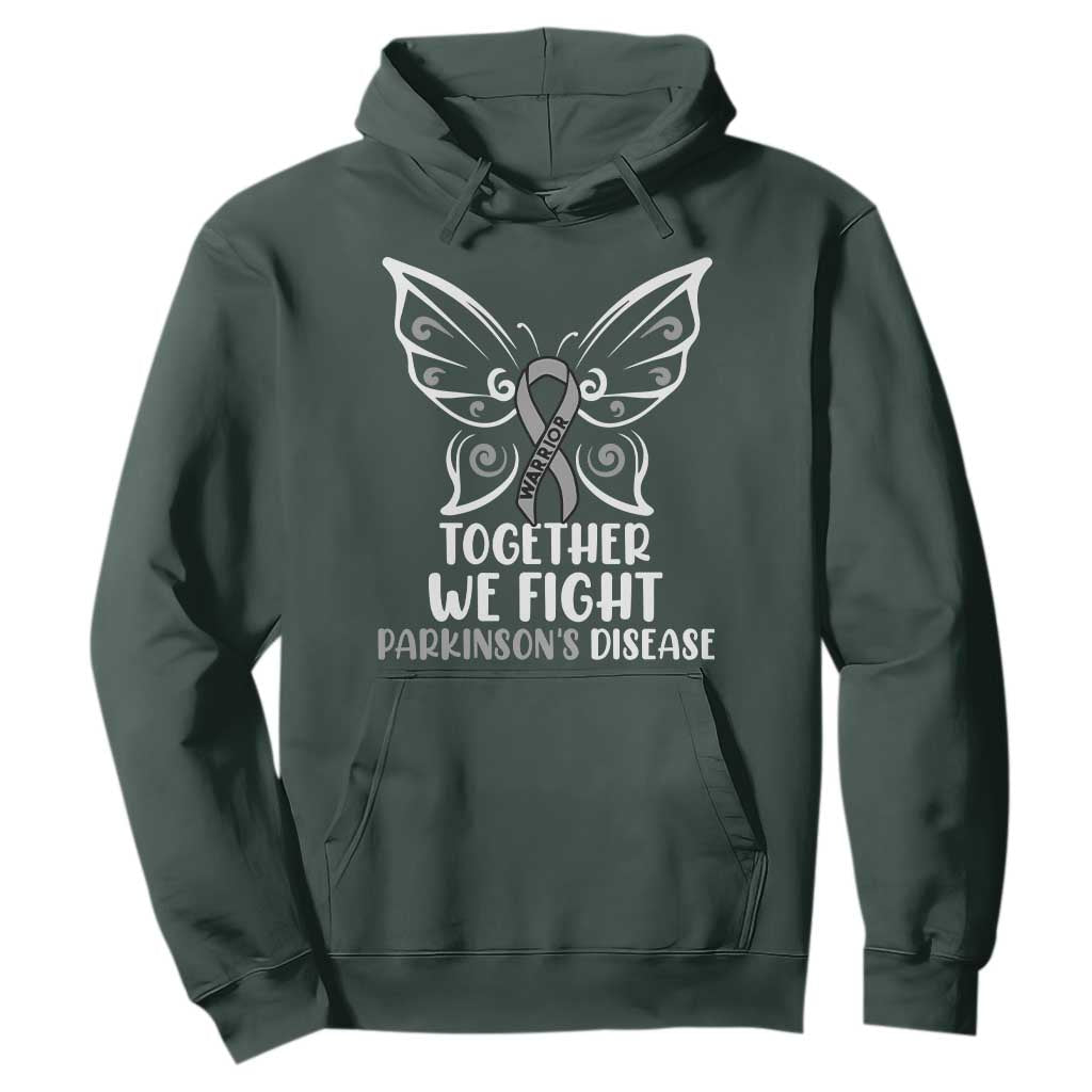 Parkinson's Support Squad Hoodie We Fight Together Gray Ribbon Butterfly