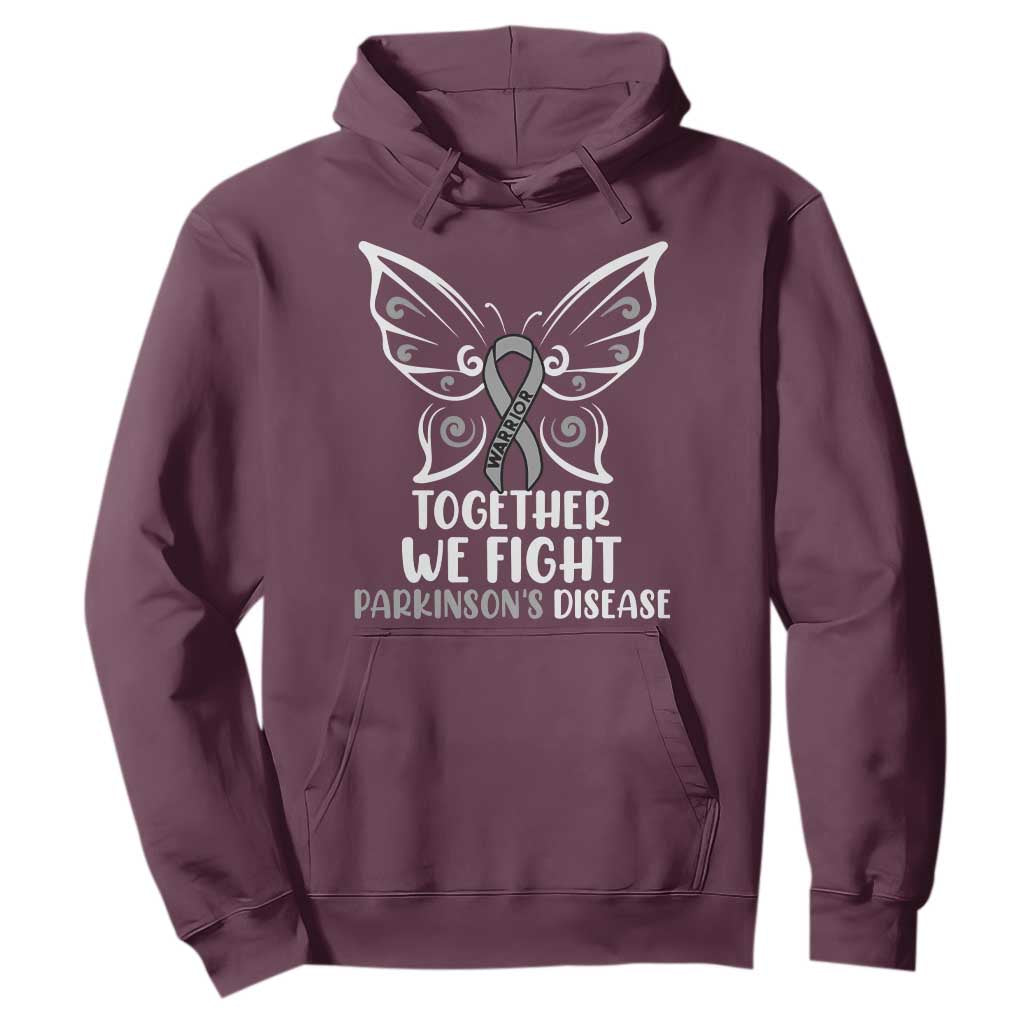 Parkinson's Support Squad Hoodie We Fight Together Gray Ribbon Butterfly