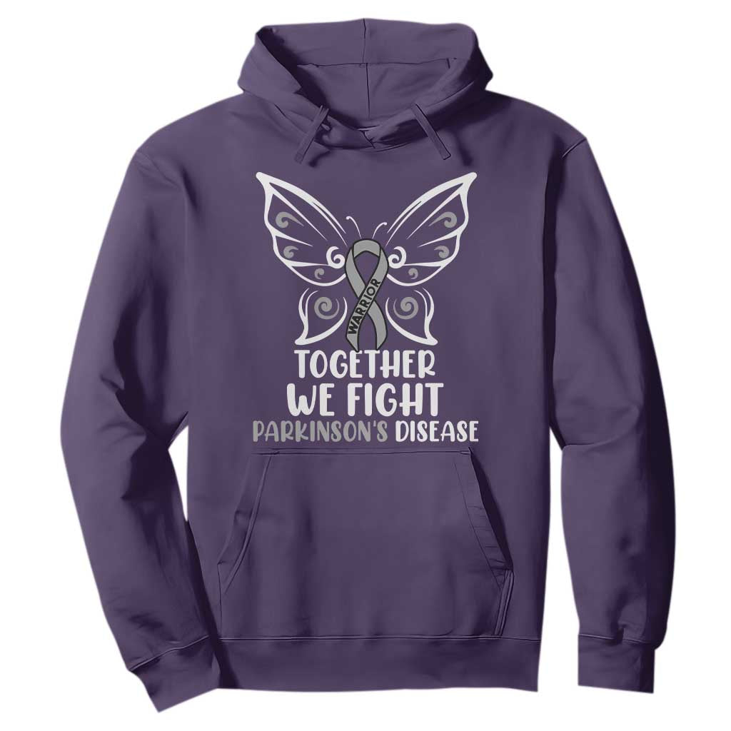 Parkinson's Support Squad Hoodie We Fight Together Gray Ribbon Butterfly
