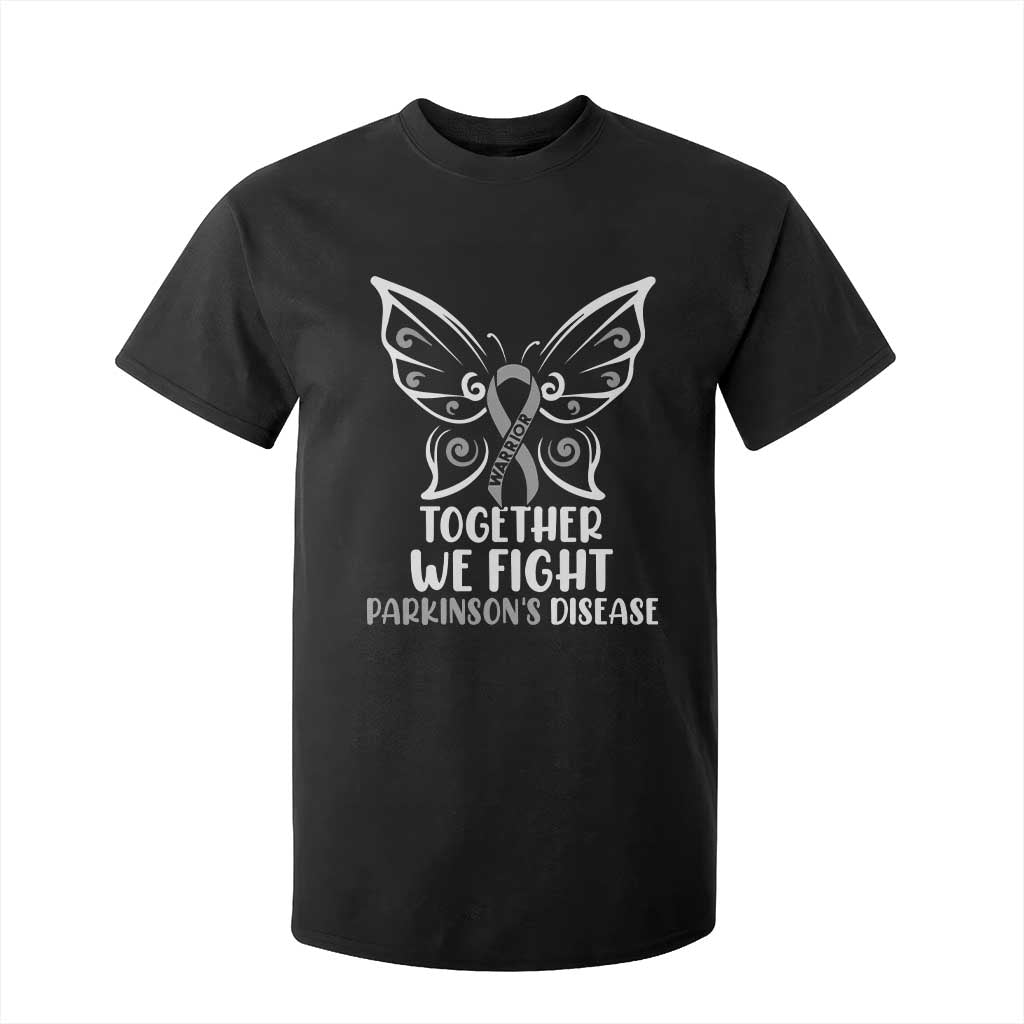 Parkinson's Support Squad T Shirt For Kid We Fight Together Gray Ribbon Butterfly