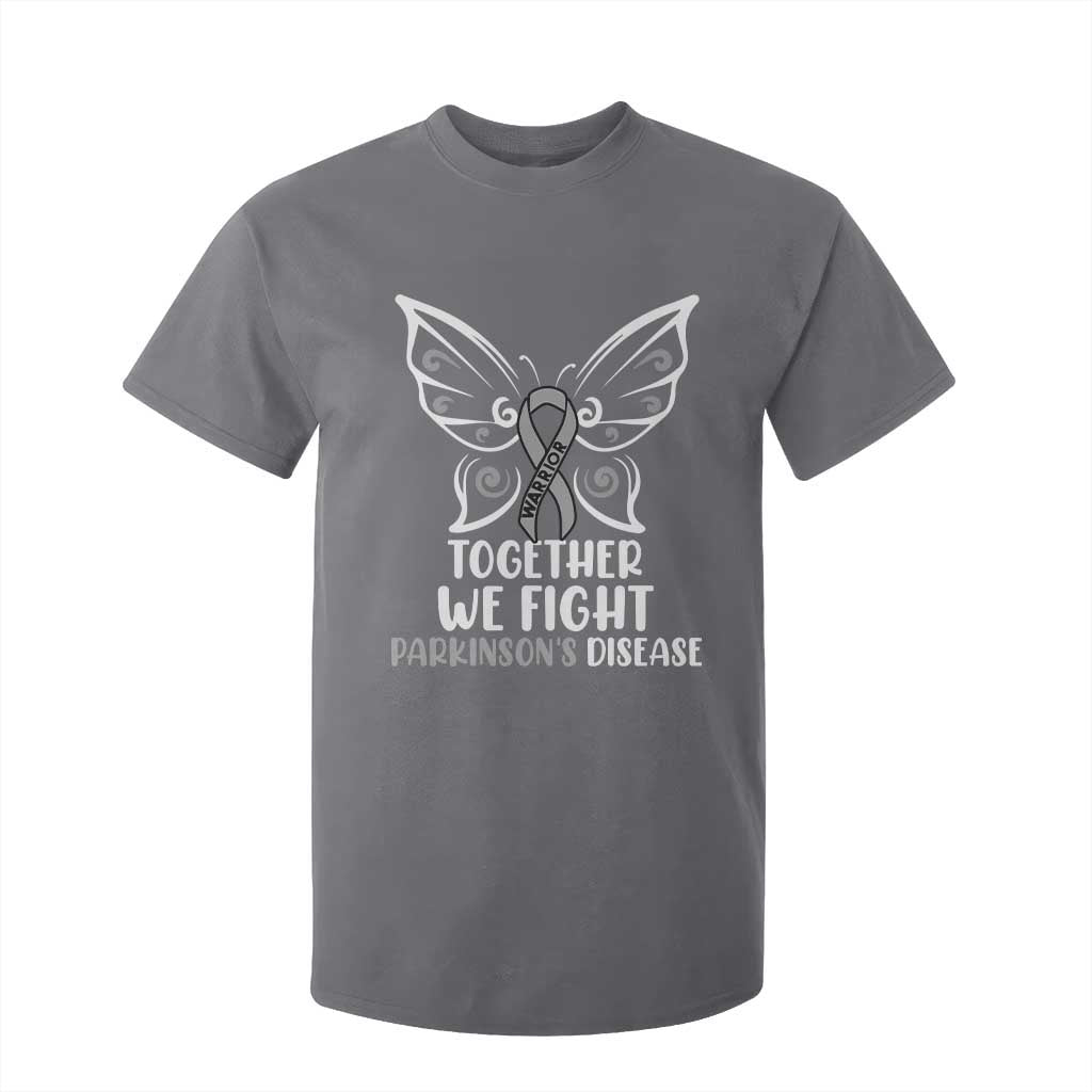 Parkinson's Support Squad T Shirt For Kid We Fight Together Gray Ribbon Butterfly