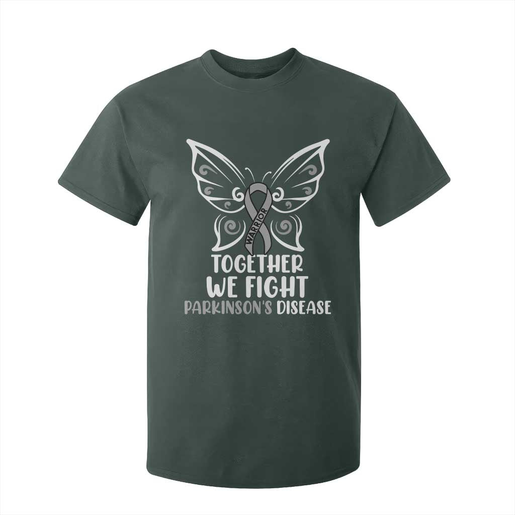 Parkinson's Support Squad T Shirt For Kid We Fight Together Gray Ribbon Butterfly