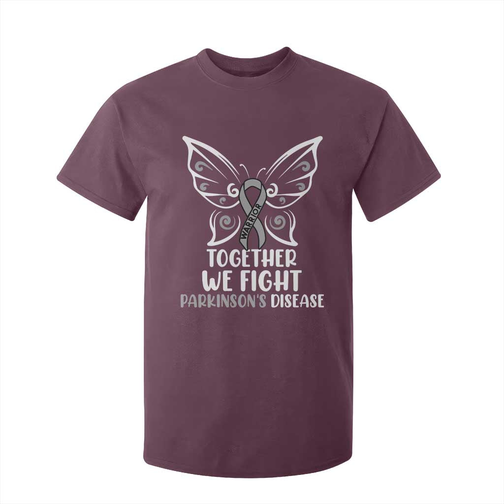 Parkinson's Support Squad T Shirt For Kid We Fight Together Gray Ribbon Butterfly