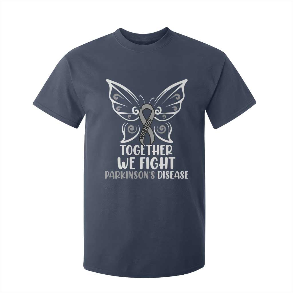 Parkinson's Support Squad T Shirt For Kid We Fight Together Gray Ribbon Butterfly