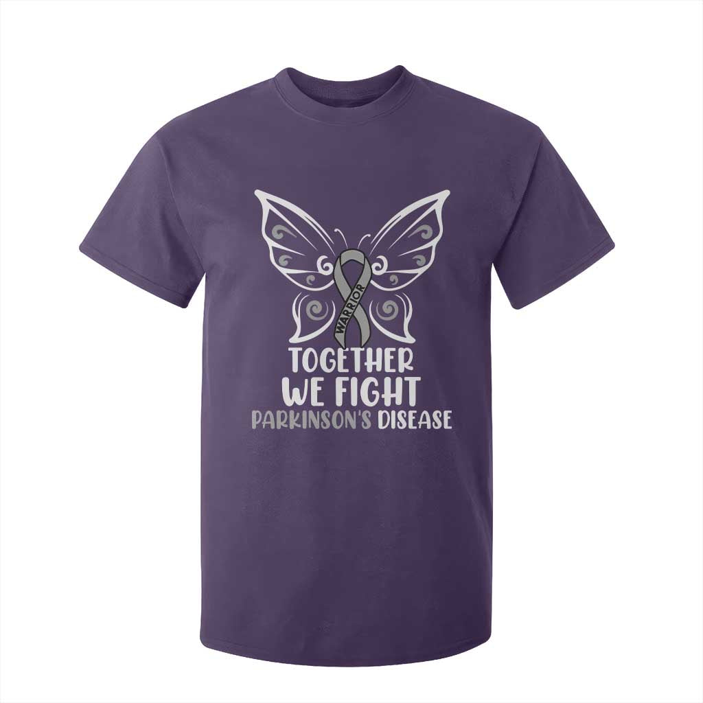 Parkinson's Support Squad T Shirt For Kid We Fight Together Gray Ribbon Butterfly