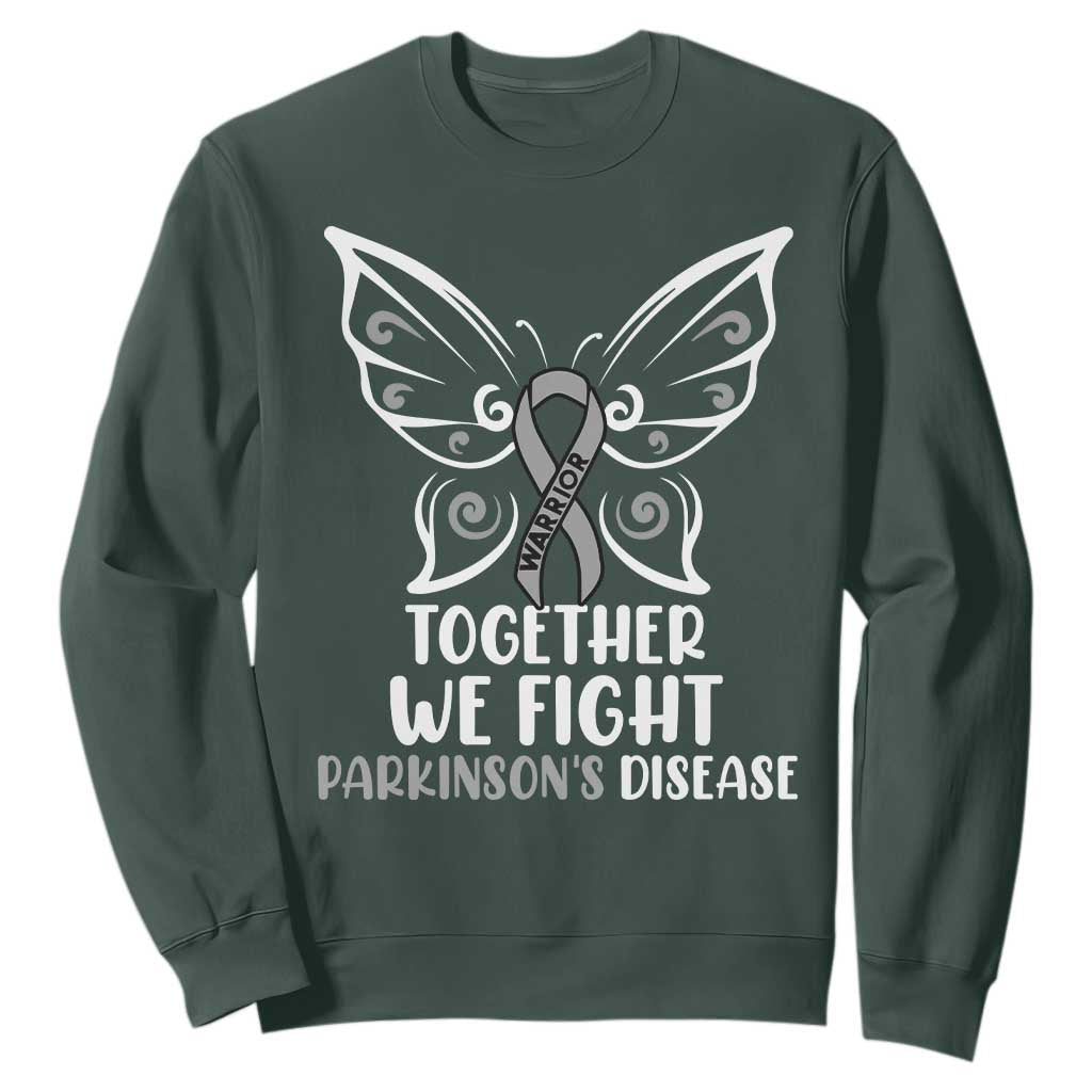 Parkinson's Support Squad Sweatshirt We Fight Together Gray Ribbon Butterfly