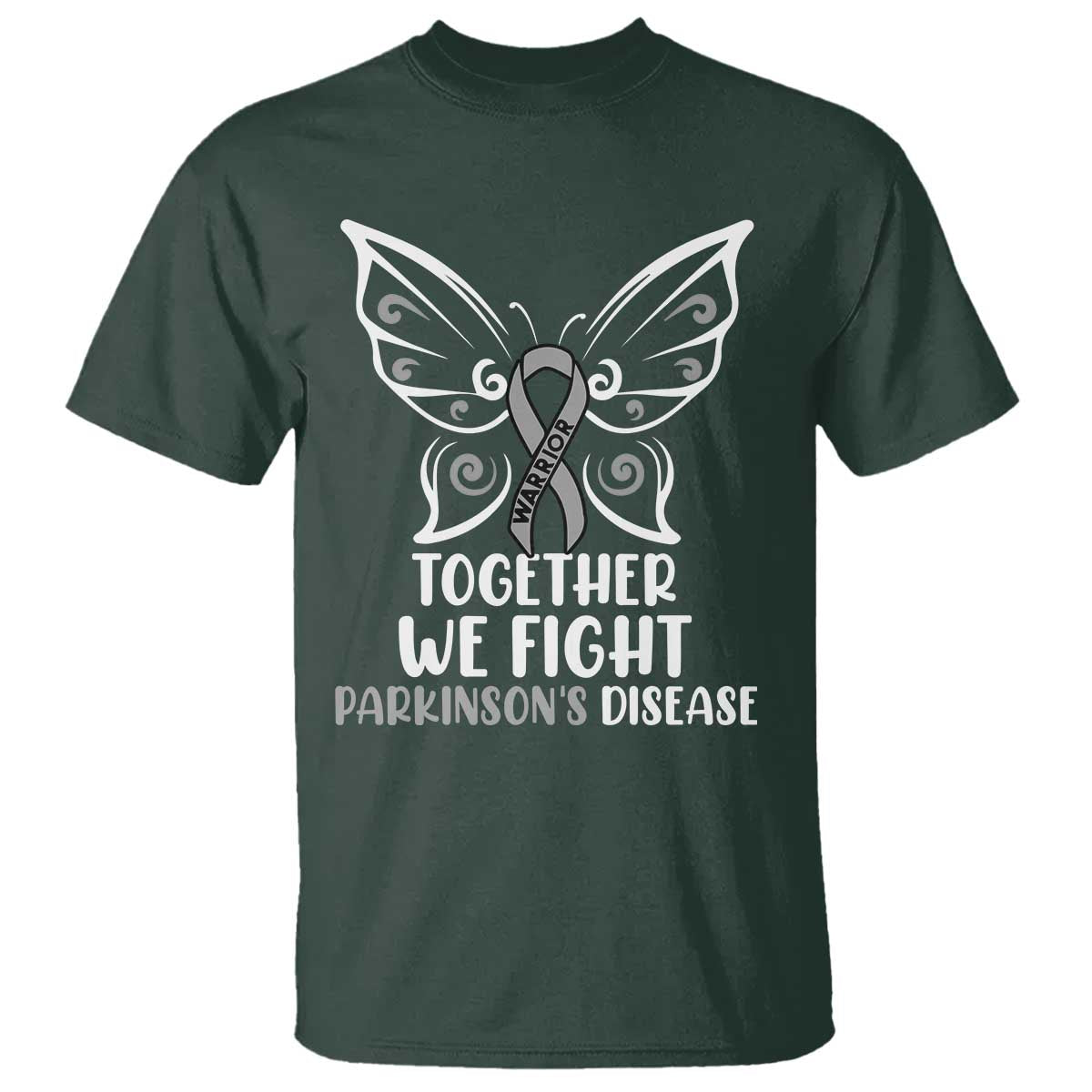 Parkinson's Support Squad T Shirt We Fight Together Gray Ribbon Butterfly