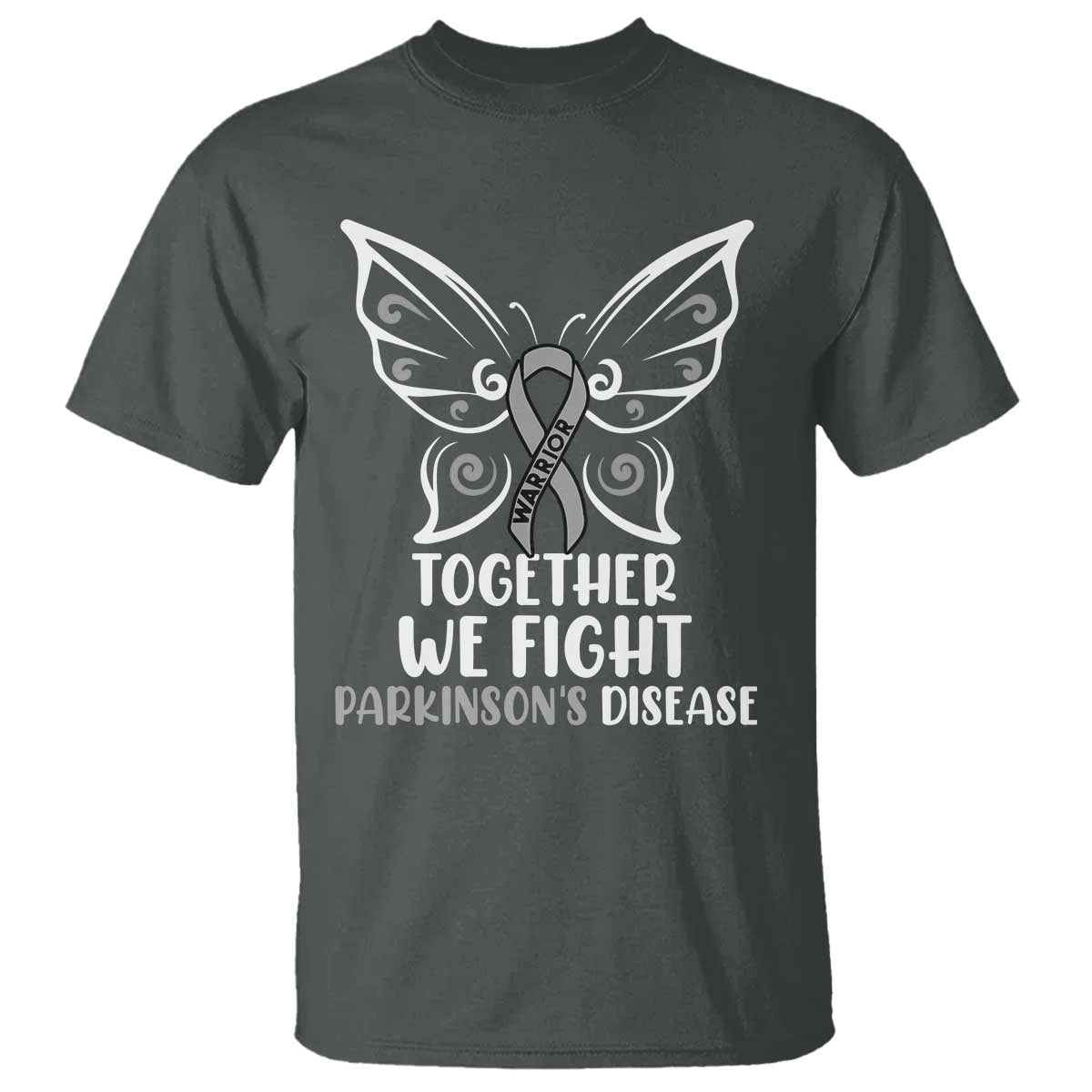 Parkinson's Support Squad T Shirt We Fight Together Gray Ribbon Butterfly