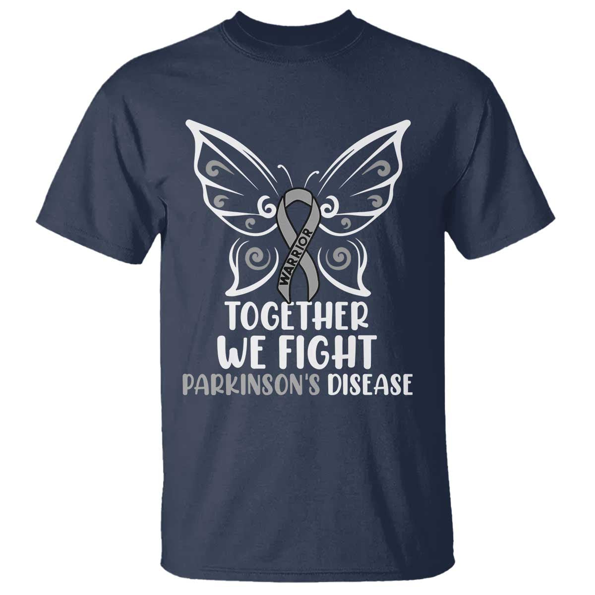 Parkinson's Support Squad T Shirt We Fight Together Gray Ribbon Butterfly