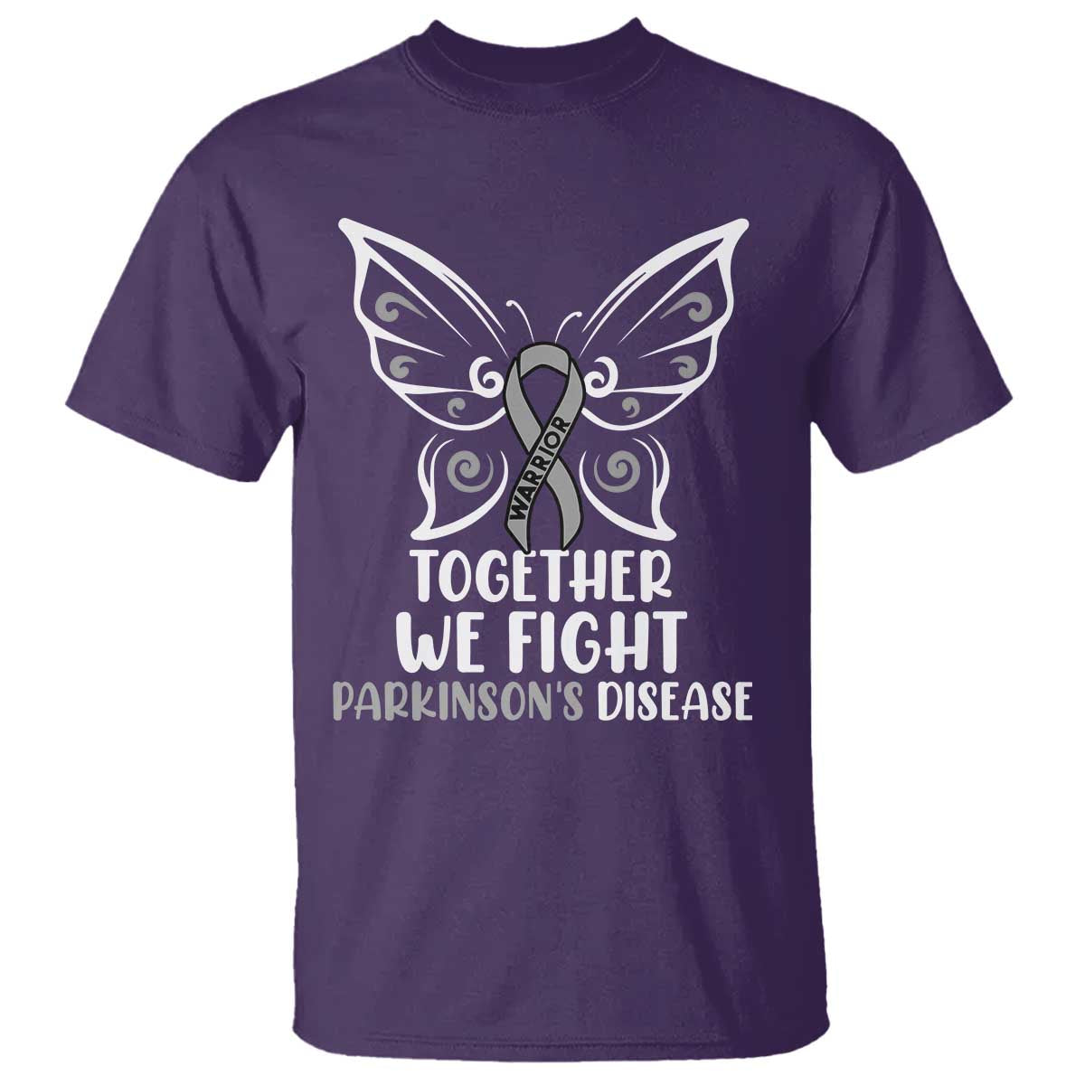Parkinson's Support Squad T Shirt We Fight Together Gray Ribbon Butterfly