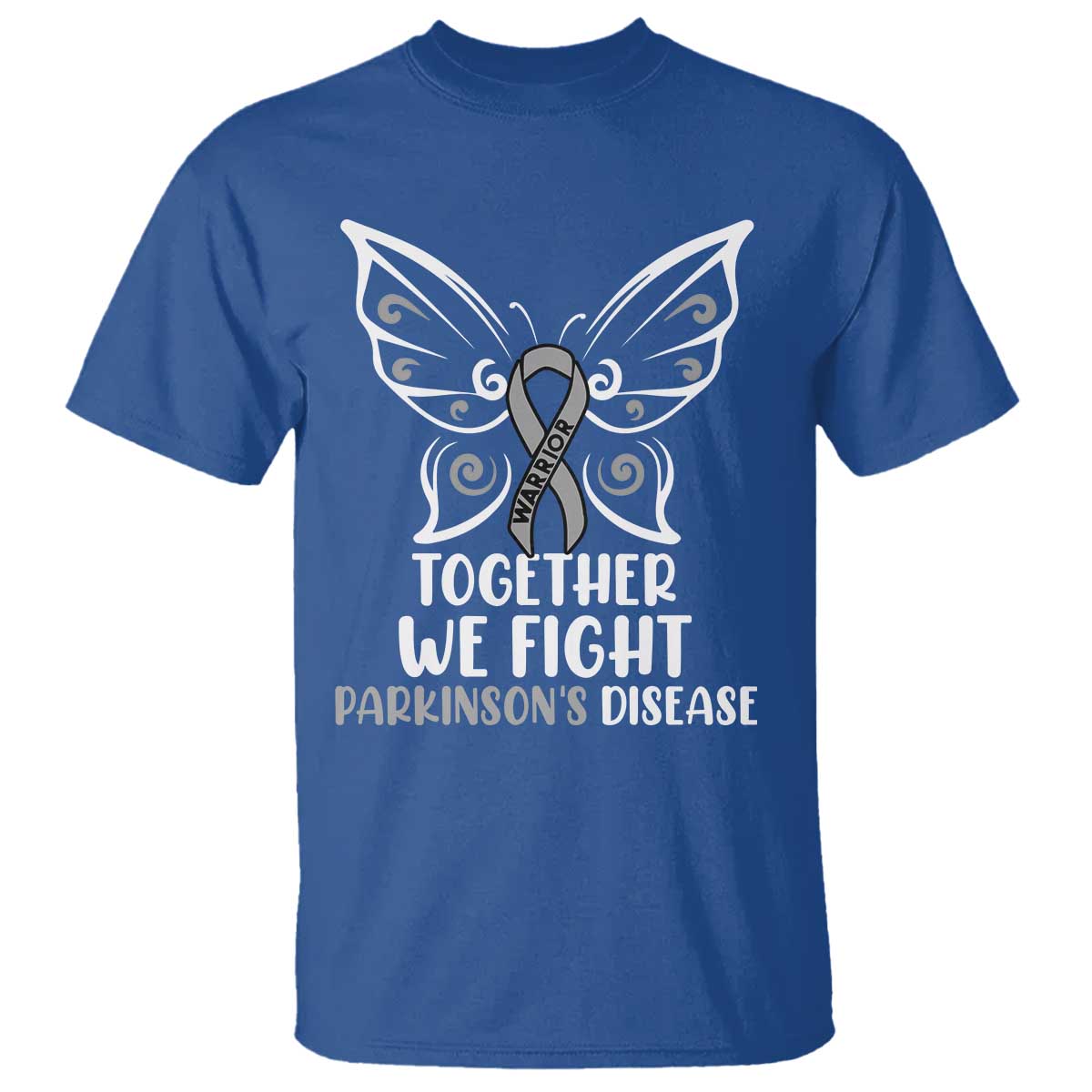Parkinson's Support Squad T Shirt We Fight Together Gray Ribbon Butterfly