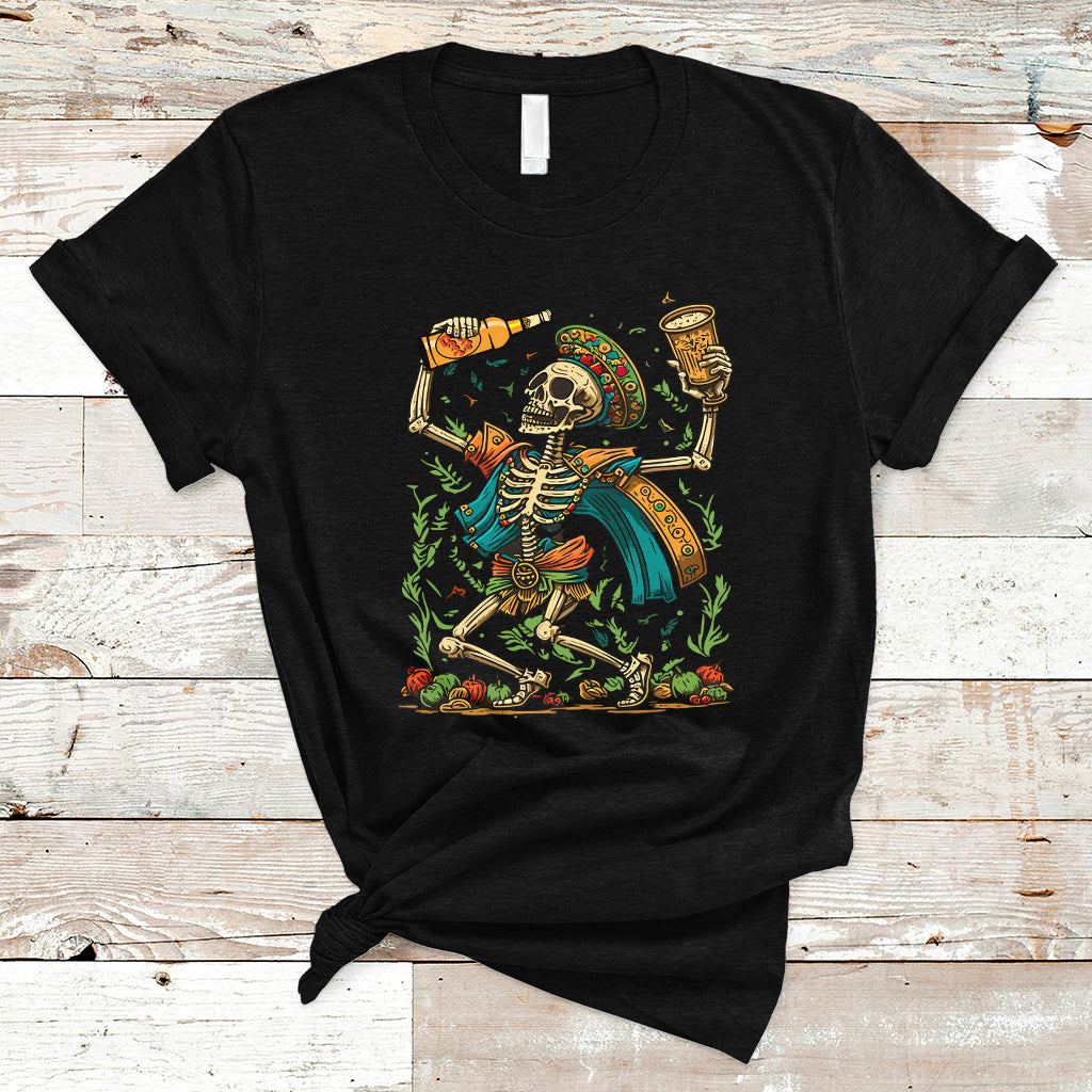 mexican-skull-t-shirt-mexican-skull-sugar-skull-drinking-lets-fiesta-women-men