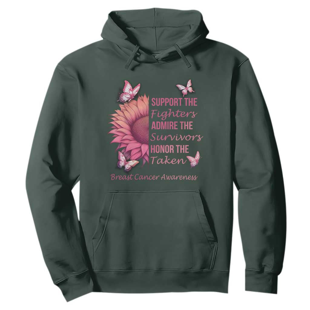 Breast Cancer Warrior Support Squad Hoodie Support Admire Honor Survivor Pink Sunflower