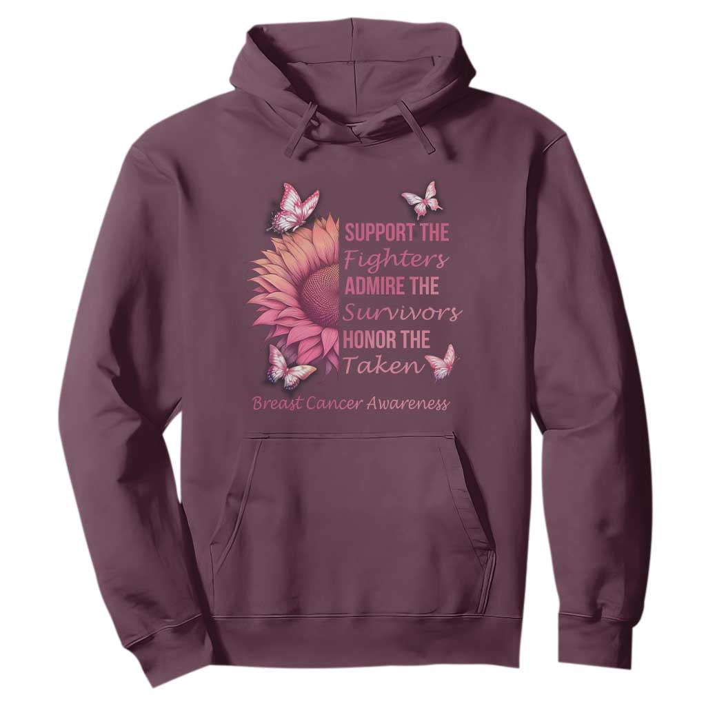 Breast Cancer Warrior Support Squad Hoodie Support Admire Honor Survivor Pink Sunflower
