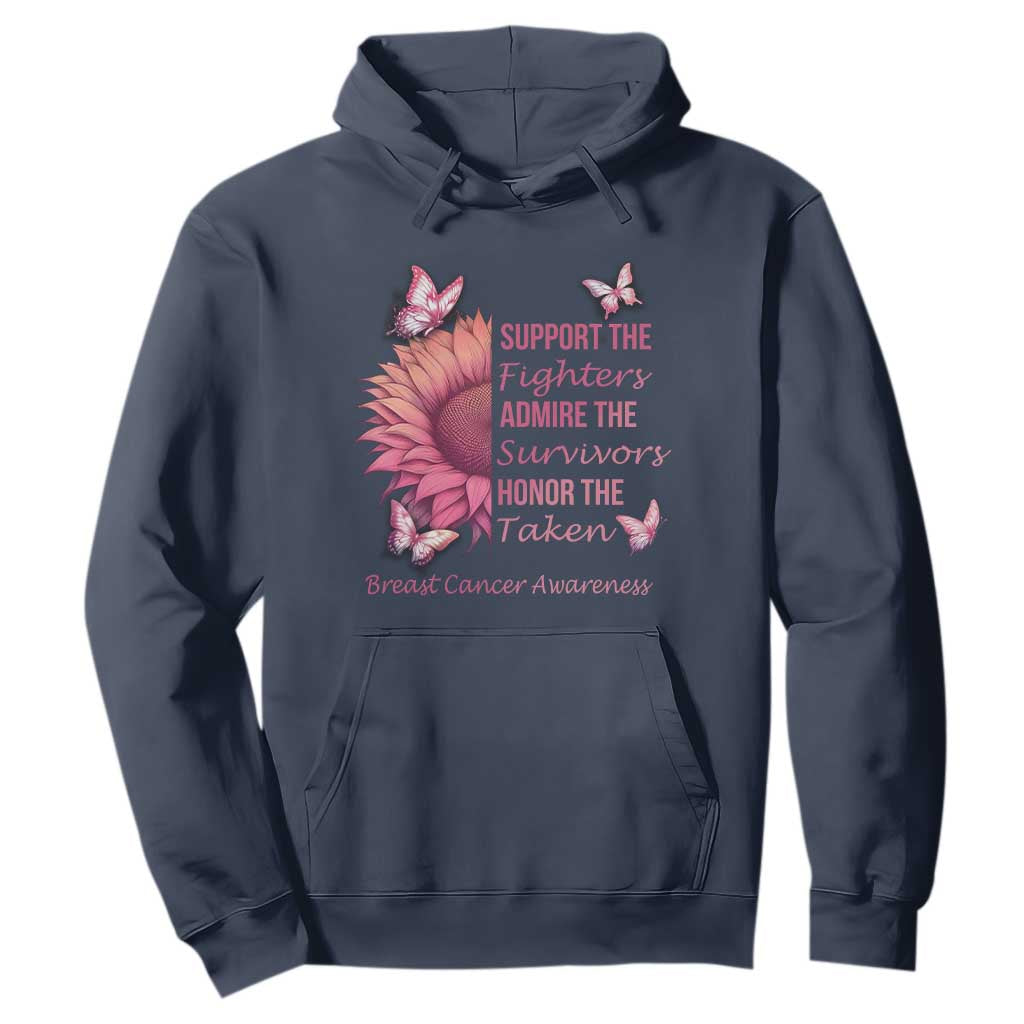 Breast Cancer Warrior Support Squad Hoodie Support Admire Honor Survivor Pink Sunflower