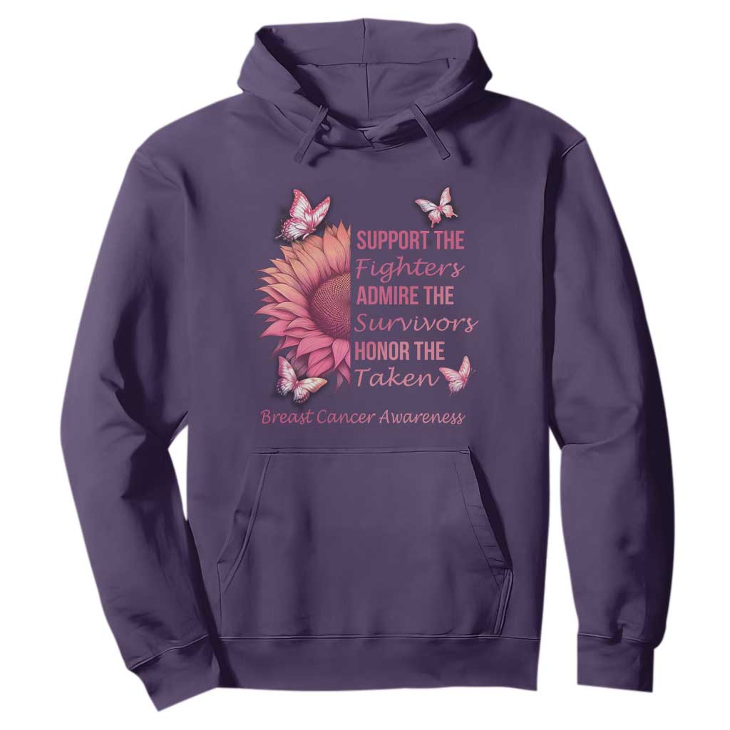 Breast Cancer Warrior Support Squad Hoodie Support Admire Honor Survivor Pink Sunflower
