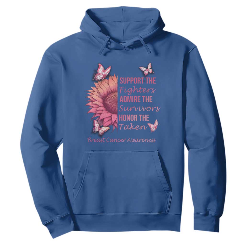 Breast Cancer Warrior Support Squad Hoodie Support Admire Honor Survivor Pink Sunflower
