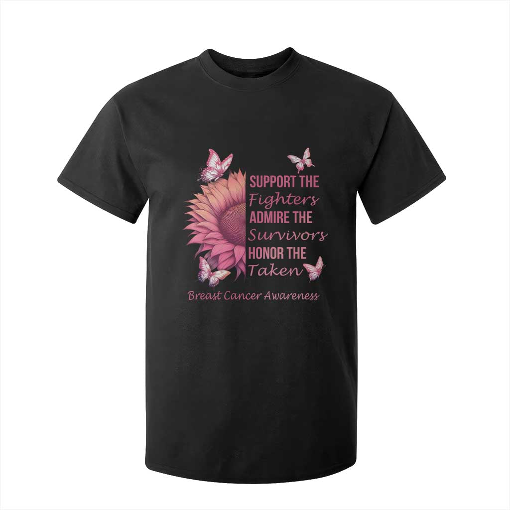 Breast Cancer Warrior Support Squad T Shirt For Kid Support Admire Honor Survivor Pink Sunflower