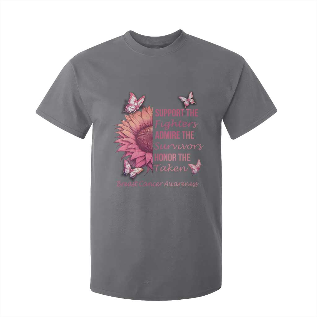 Breast Cancer Warrior Support Squad T Shirt For Kid Support Admire Honor Survivor Pink Sunflower