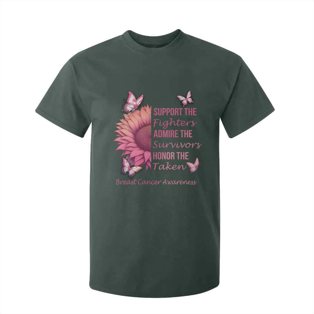 Breast Cancer Warrior Support Squad T Shirt For Kid Support Admire Honor Survivor Pink Sunflower