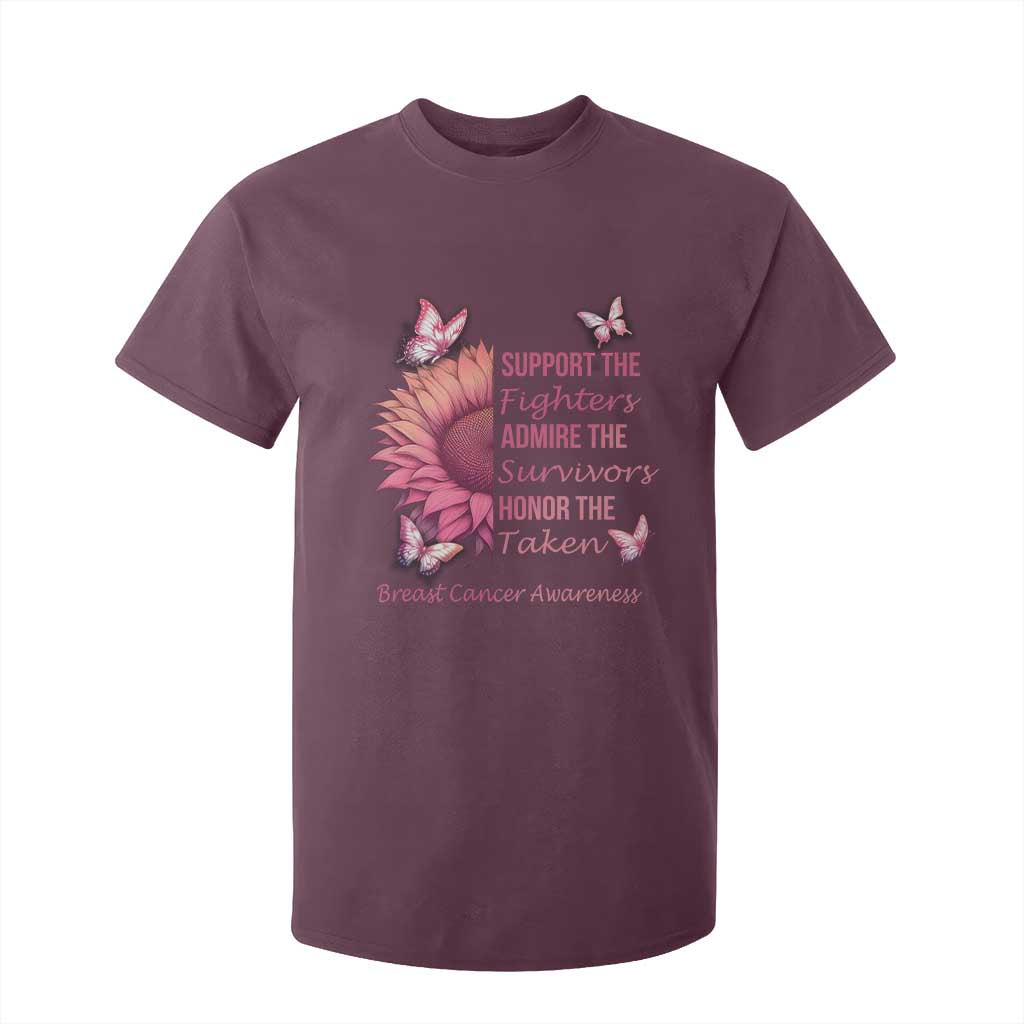 Breast Cancer Warrior Support Squad T Shirt For Kid Support Admire Honor Survivor Pink Sunflower