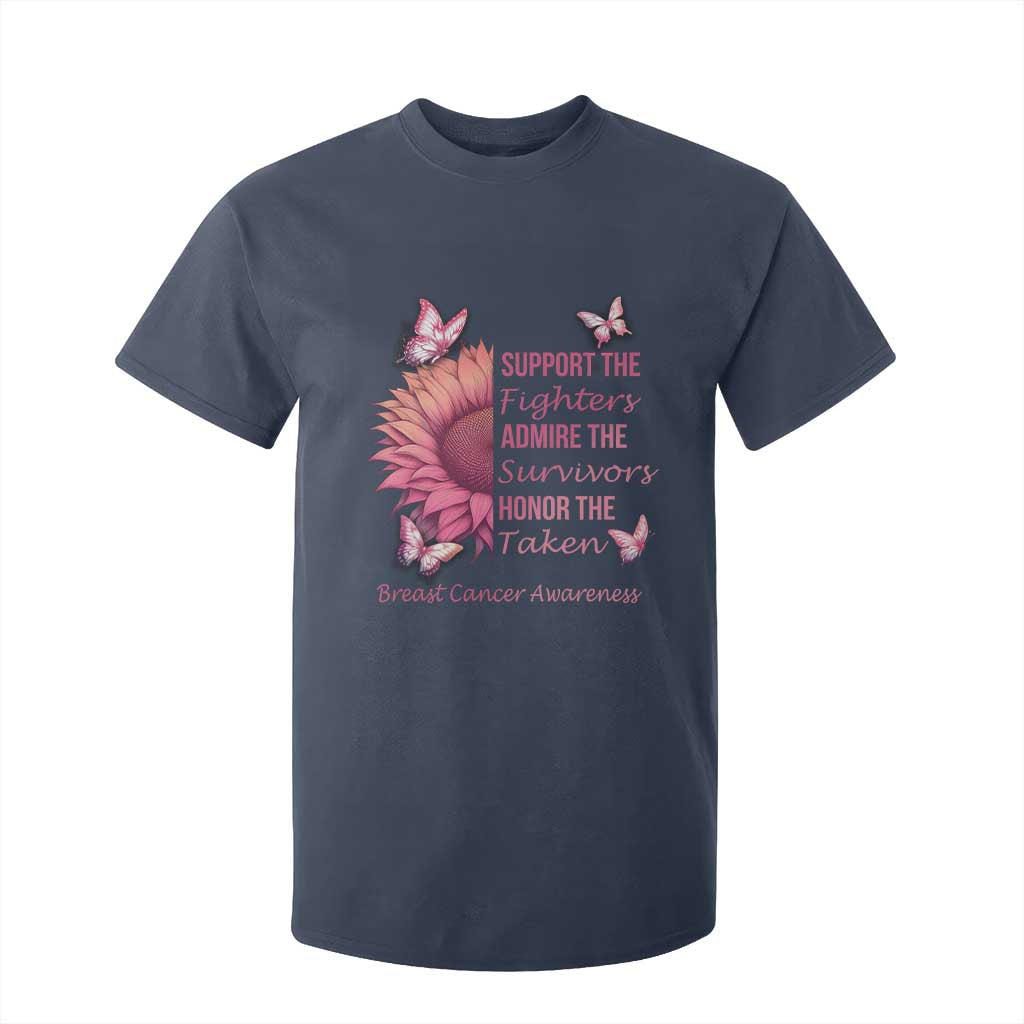 Breast Cancer Warrior Support Squad T Shirt For Kid Support Admire Honor Survivor Pink Sunflower