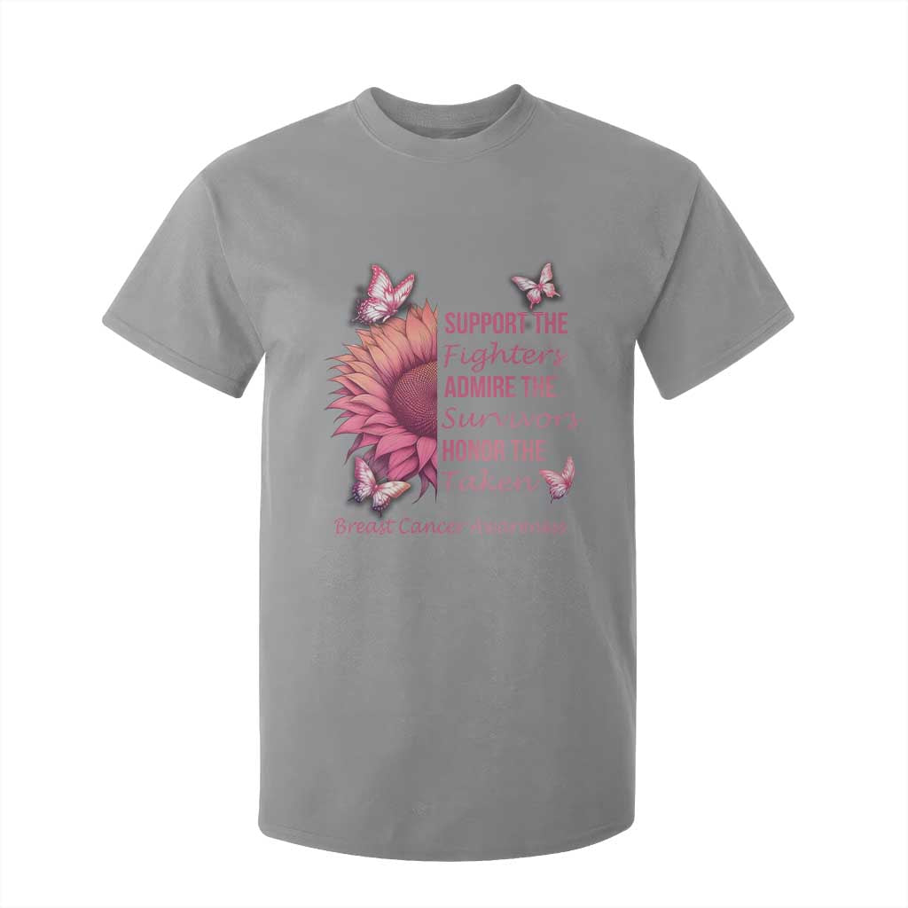Breast Cancer Warrior Support Squad T Shirt For Kid Support Admire Honor Survivor Pink Sunflower