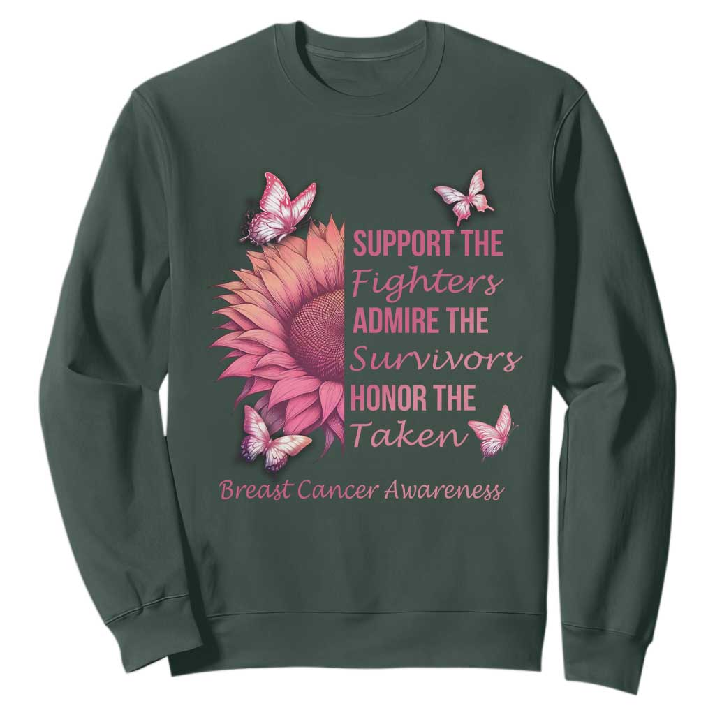 Breast Cancer Warrior Support Squad Sweatshirt Support Admire Honor Survivor Pink Sunflower