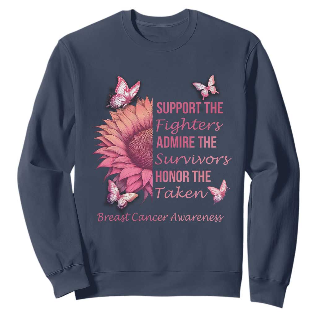 Breast Cancer Warrior Support Squad Sweatshirt Support Admire Honor Survivor Pink Sunflower