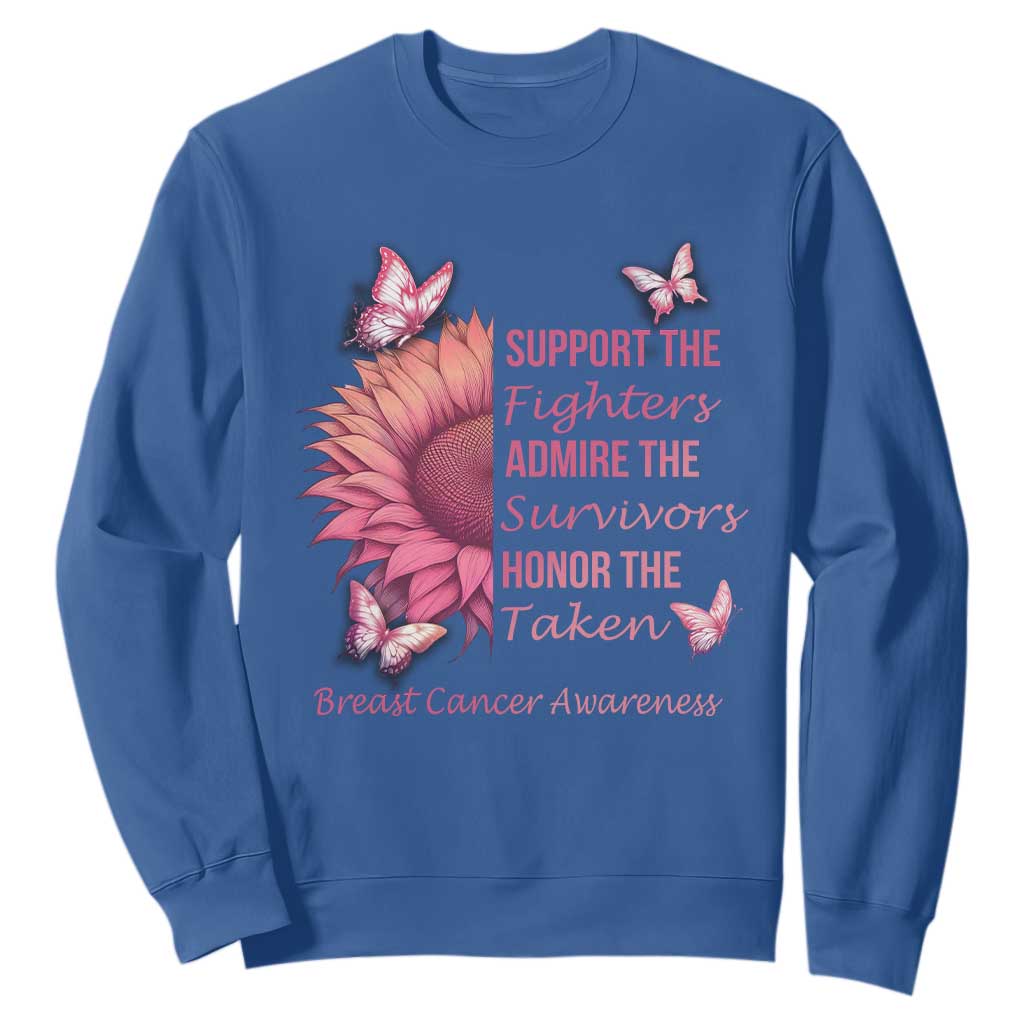 Breast Cancer Warrior Support Squad Sweatshirt Support Admire Honor Survivor Pink Sunflower