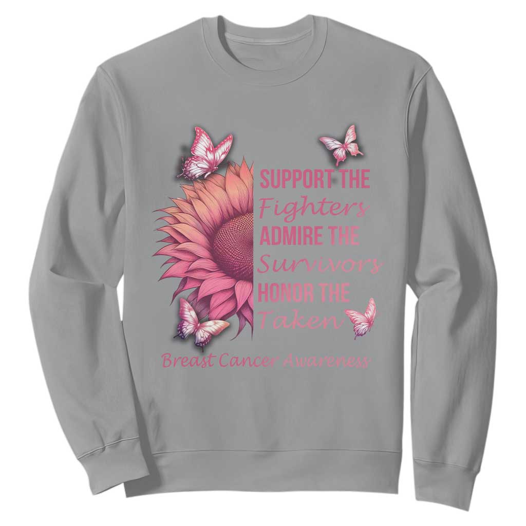 Breast Cancer Warrior Support Squad Sweatshirt Support Admire Honor Survivor Pink Sunflower