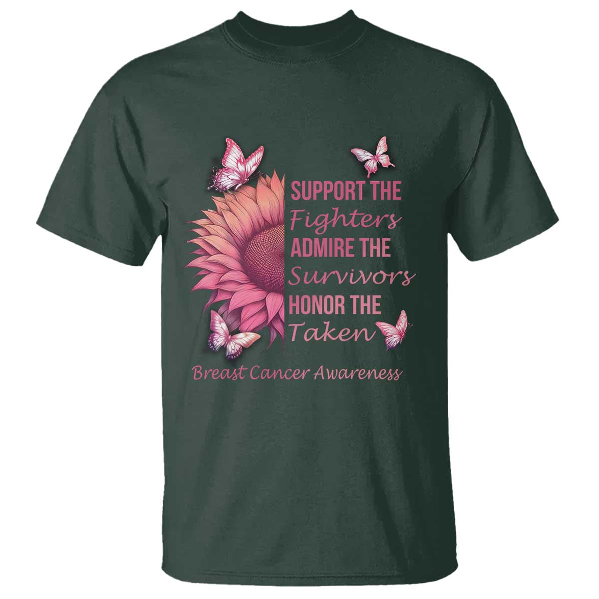 Breast Cancer Warrior Support Squad T Shirt Support Admire Honor Survivor Pink Sunflower