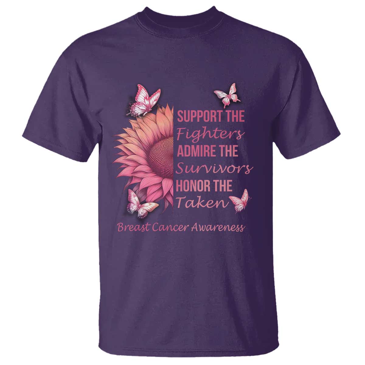 Breast Cancer Warrior Support Squad T Shirt Support Admire Honor Survivor Pink Sunflower